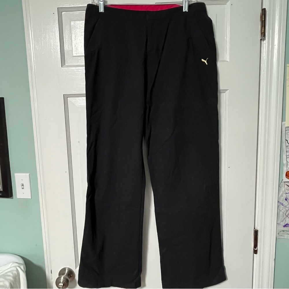Puma black straight leg zipper pants with pockets